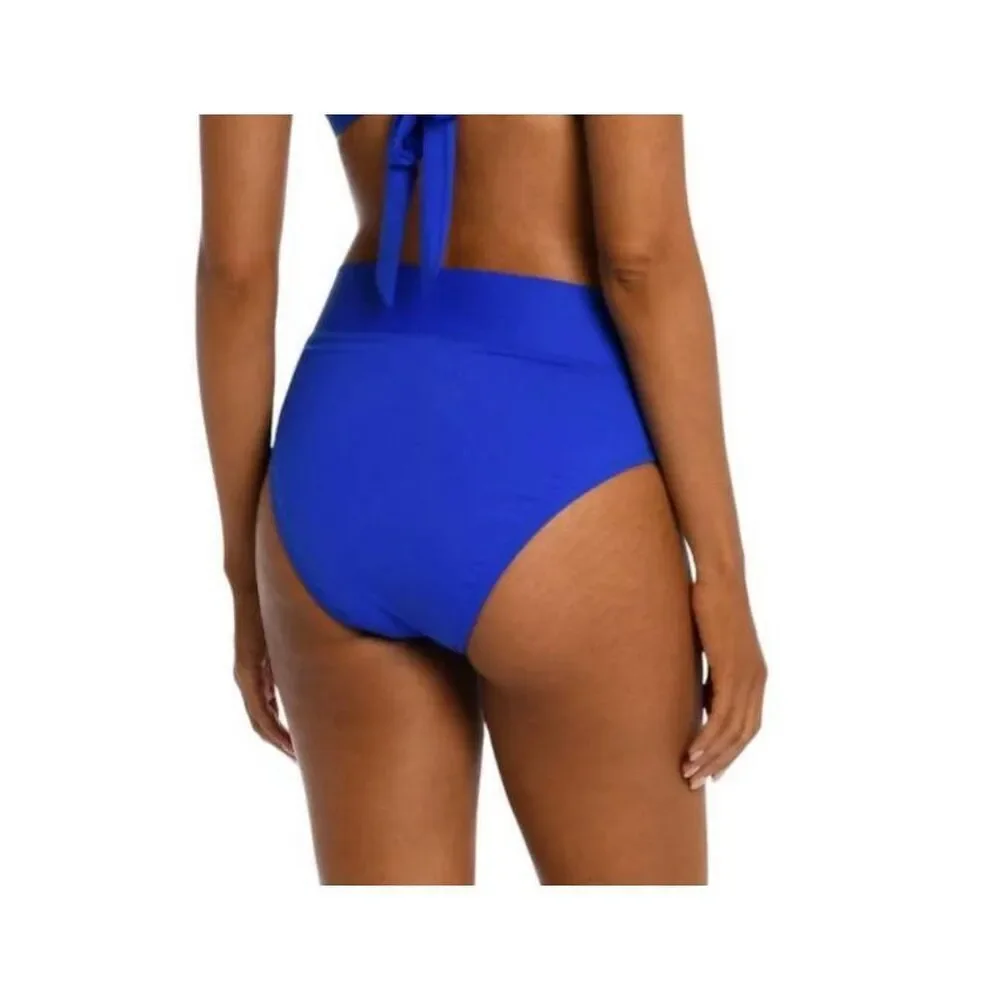 La Blanca Island Goddess Ruffle Bandeau Swimsuit- Sapphire Size 10 NWT